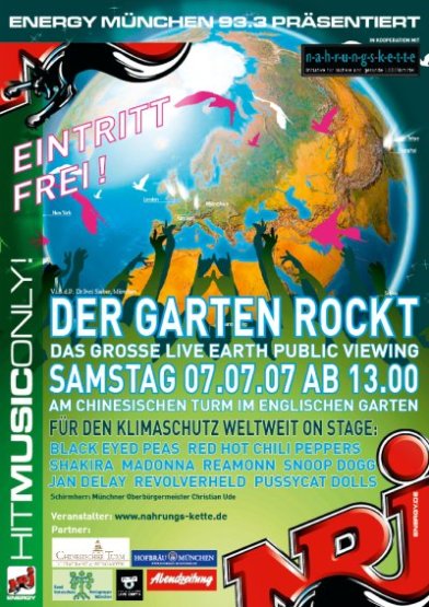 Plakat für die Live-Earth-Übertragung in München